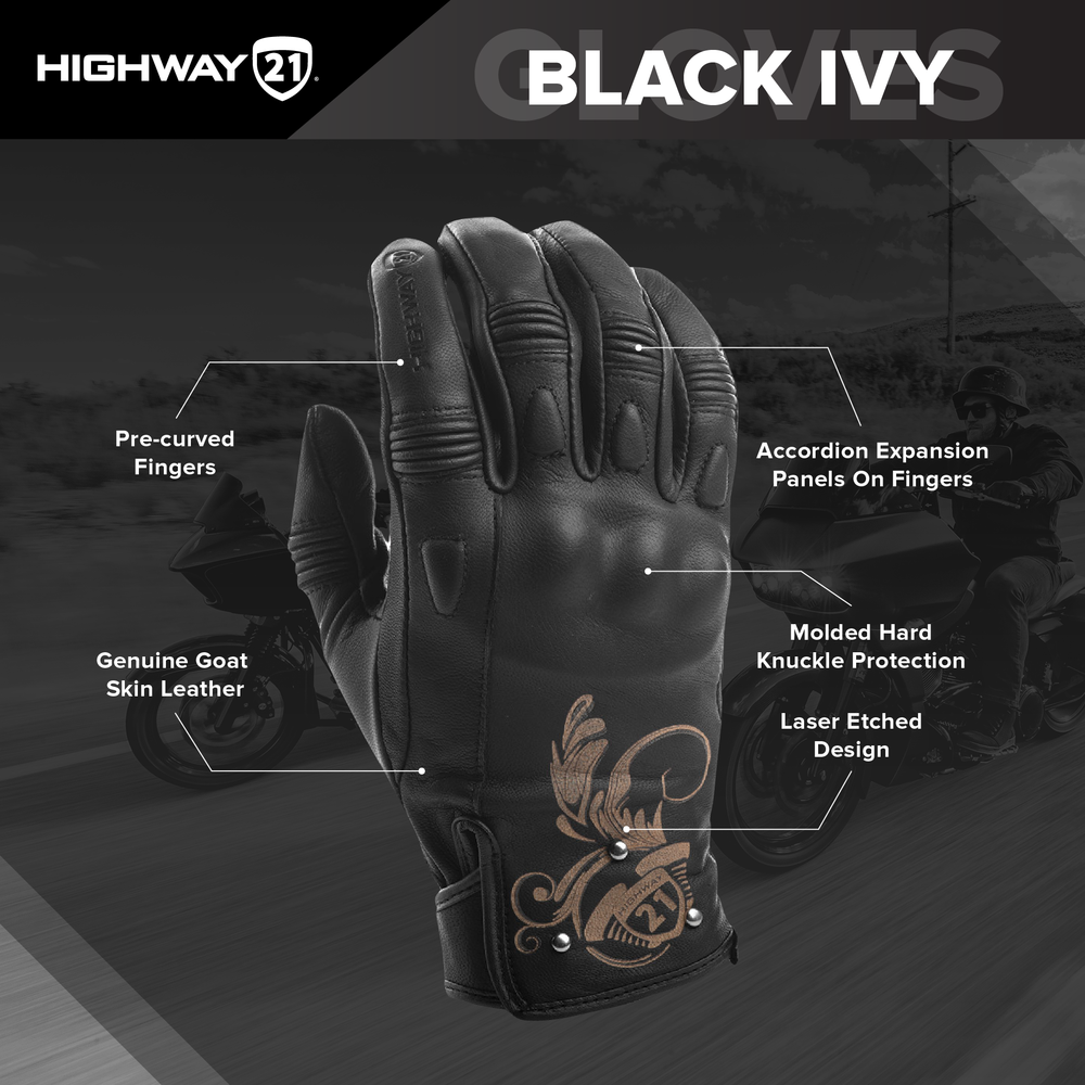 Highway 21 Women's Black Ivy Gloves