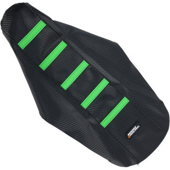 Moose Offroad Ribbed Seat Cover Ribbed Seat Cover - Black Cover/Green Ribs - Kawasaki