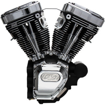 S&S Cycle T124 Long Block Engine - Wrinkle Black and Chrome - Touring