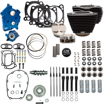 S&S Cycle 129" Power Pack - 550 Gear Drive - Oil Cooled - Wrinkle Black w/o Highlight Fins - 107" M8