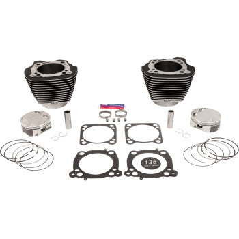 S&S Cycle Big Bore Cylinder Kit - 4.625" Stroke - Wrinkle Black w/Highlighted Fins - M8