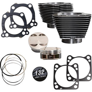S&S Cycle Big Bore Cylinder Kit - 4.500" Stroke - Black Granite w/Highlighted Fins - M8