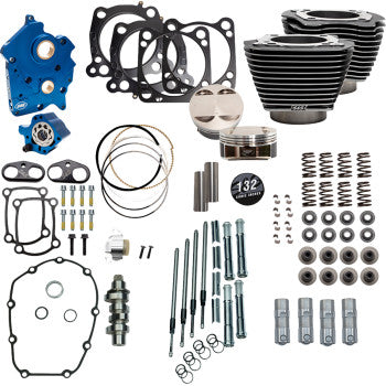 S&S Cycle 132" Power Pack - 550 Chain Drive - Oil Cooled - Black Granite w/Highlight Fins - 114"/117" M8