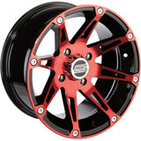 Moose Offroad 387X Wheel - Rear - Anodized Red/Black - 14x8 - 4/110 - 4+4