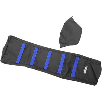 Moose Offroad Ribbed Seat Cover Ribbed Seat Cover - Black Cover/Blue Ribs - Yamaha