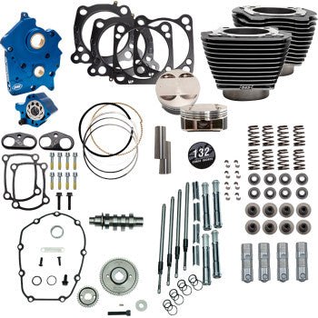 S&S Cycle 132" Power Pack - 550 Gear Drive - Water Cooled - Black Granite w/Highlight Fins - 114"/117" M8