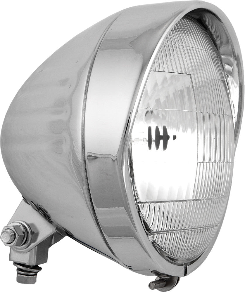 HARDDRIVE 5.75" HEADLIGHT BOTTOM MOUNT CHROME GROOVED W/ VISOR