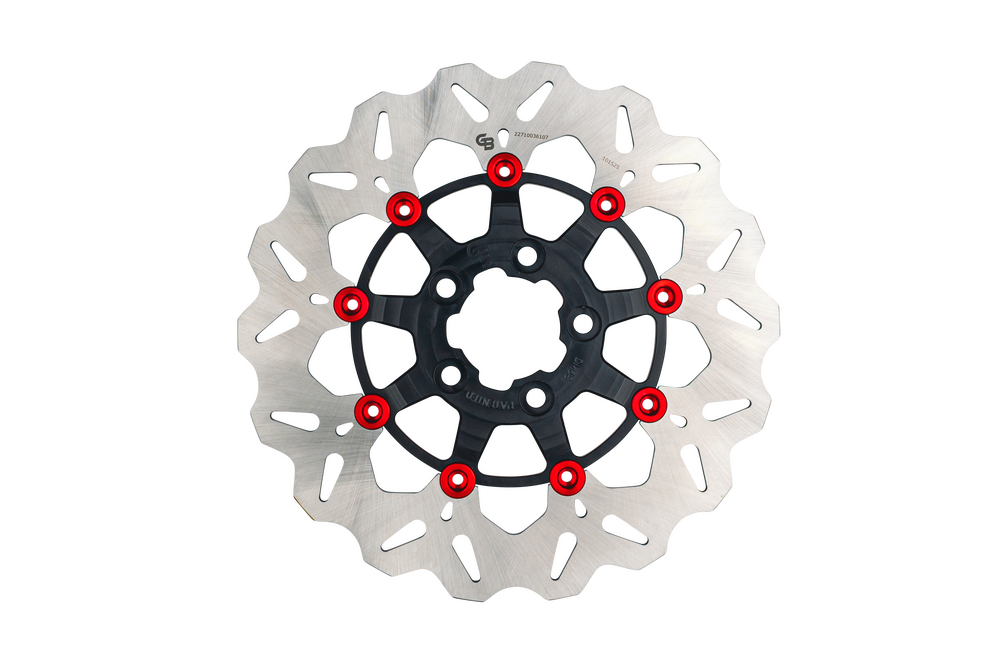 GBRAKES ROTOR 11.8" FLOATING WAVE RR BLACK/RED BUTTONS