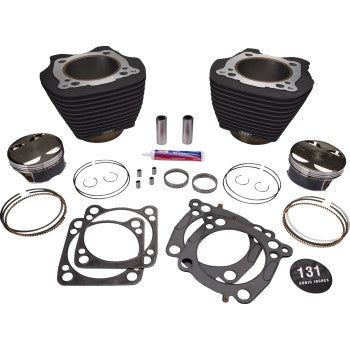 S&S Cycle 131" Stroker Cylinder and Piston Kit - Wrinkle Black w/o Highlighted Fins - M8