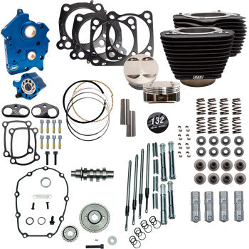 S&S Cycle 132" Power Pack - 550 Gear Drive - Oil Cooled - Black w/o Highlight Fins - 114"/117" M8