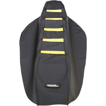 Moose Offroad Ribbed Seat Cover Ribbed Seat Cover - Black Cover/Yellow Ribs - Suzuki