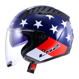 LS2 AMERICAN - GLOSS RED / WHITE / BLUE - Copter Helmet