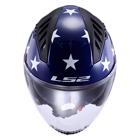 LS2 AMERICAN - GLOSS RED / WHITE / BLUE - Copter Helmet