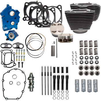 S&S Cycle Power Pack - Oil Cooled - 550C - Wrinkle Black w/Highlight - Black Pushrod Tubes - M8