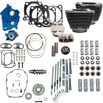 S&S Cycle 132" Power Package Engine Performance Kit - Gear Drive - Oil Cooled - Highlighted Fins - M8