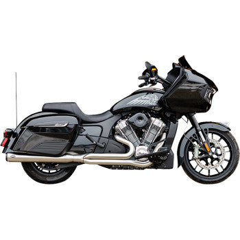 S&S Cycle 2-into-1 Qualifier Exhaust System - Brushed Stainless Steel - Race Only - Indian with PowerPlus