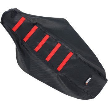 Moose Offroad Ribbed Seat Cover Ribbed Seat Cover - Black Cover/Red Ribs - Honda