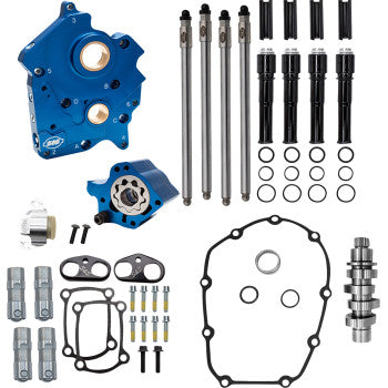 S&S Cycle Cam Chest Kit with 496 Cam - Oil Cooled - Black Pushtubes - M8