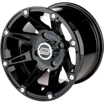 Moose Offroad 387X Wheel - Front/Rear - Machined Black - 12x7 - 4/4 - 4+3