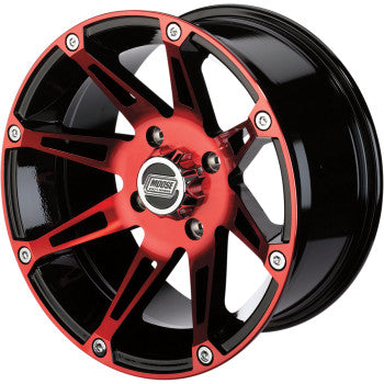 Moose Offroad 387X Wheel - Anodized Red/Black - 12x7 - 4/110 - 4+3