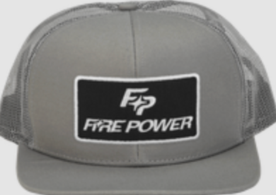 FIRE POWER FLAT BILL PATCH HAT GREY