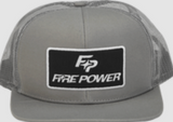 FIRE POWER FLAT BILL PATCH HAT GREY