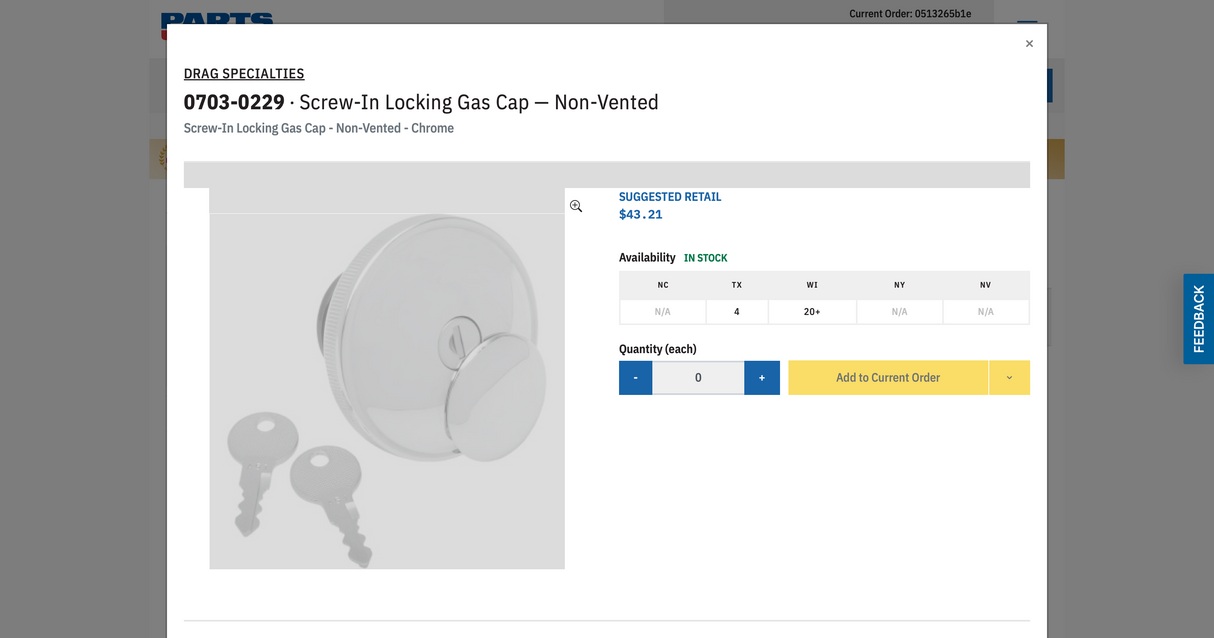 Screw-In Locking Gas Cap — Non-Vented