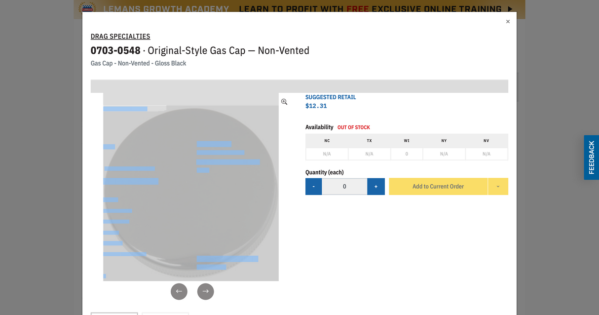 Original-Style Gas Cap — Non-Vented