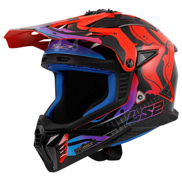 LS2 Gate II Wash Full Face MX Motorcycle Helmet Gloss Red/Blue/Purple