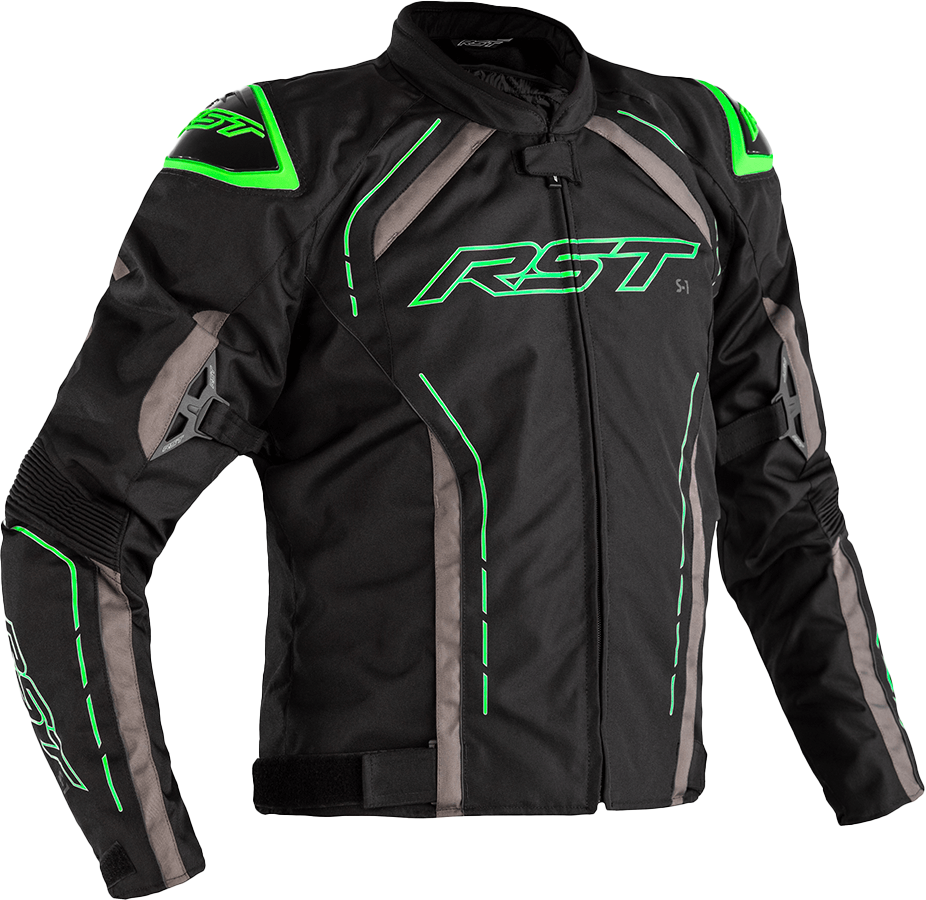 S1 CE JACKET BLK/GRY/NEON GRN TEXTILE