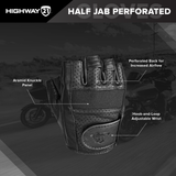Highway 21 Half Jab Perforated Black Gloves