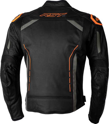 S1 CE JACKET BLK/GRY/NEON ORG LEATHER