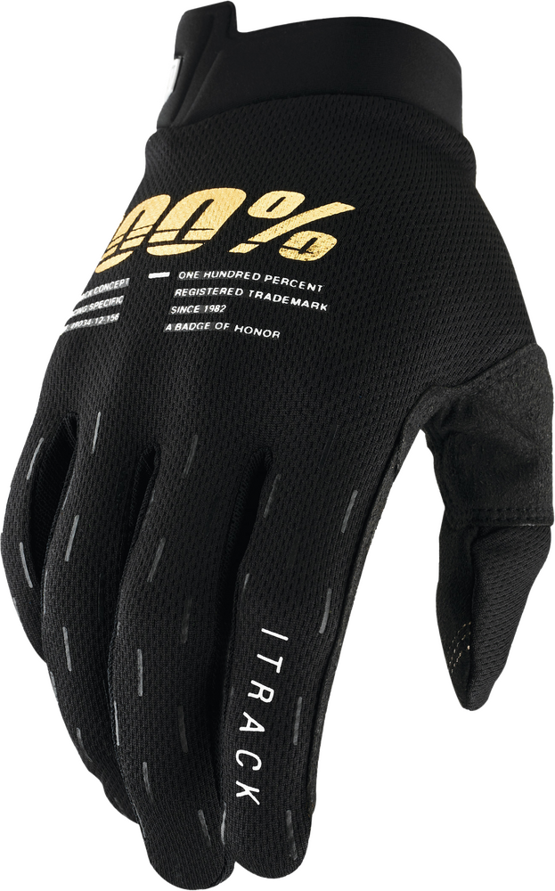 100-PERCENT ITRACK YOUTH GLOVES BLACK MD