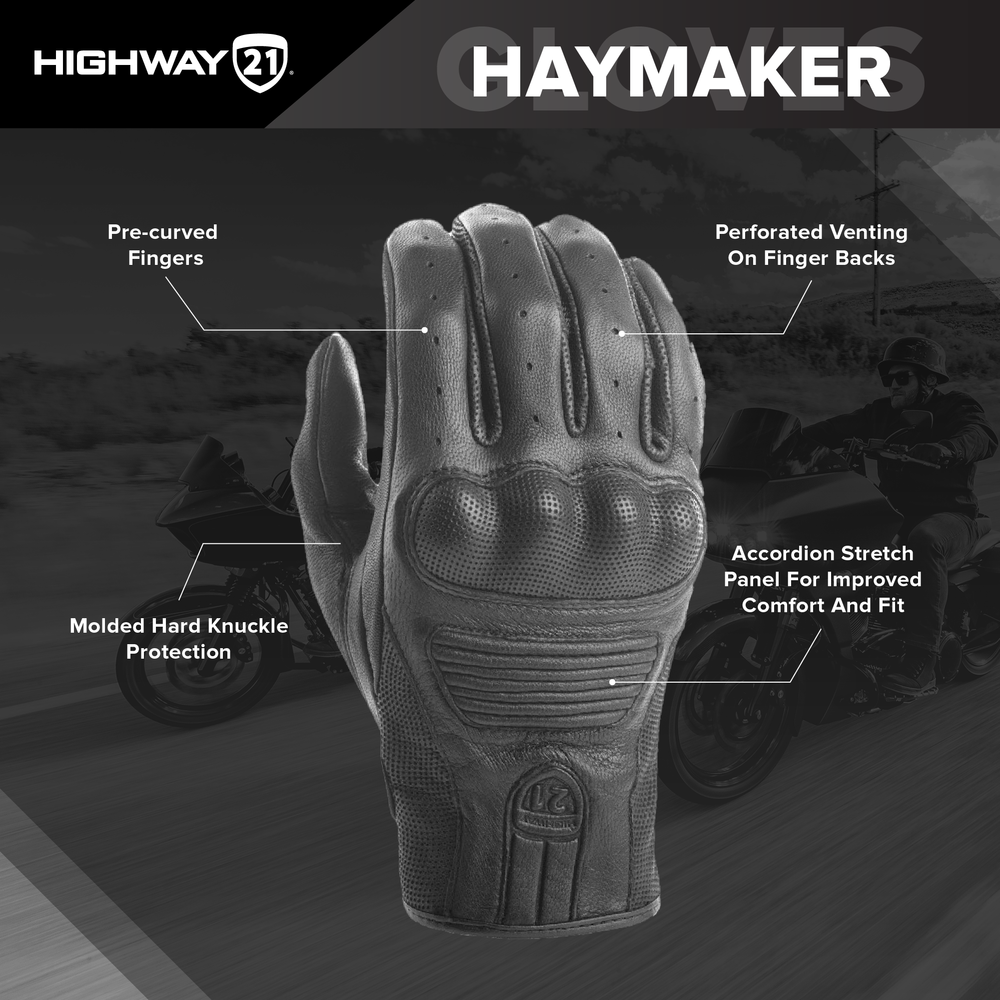 Highway 21 Haymaker Black Gloves
