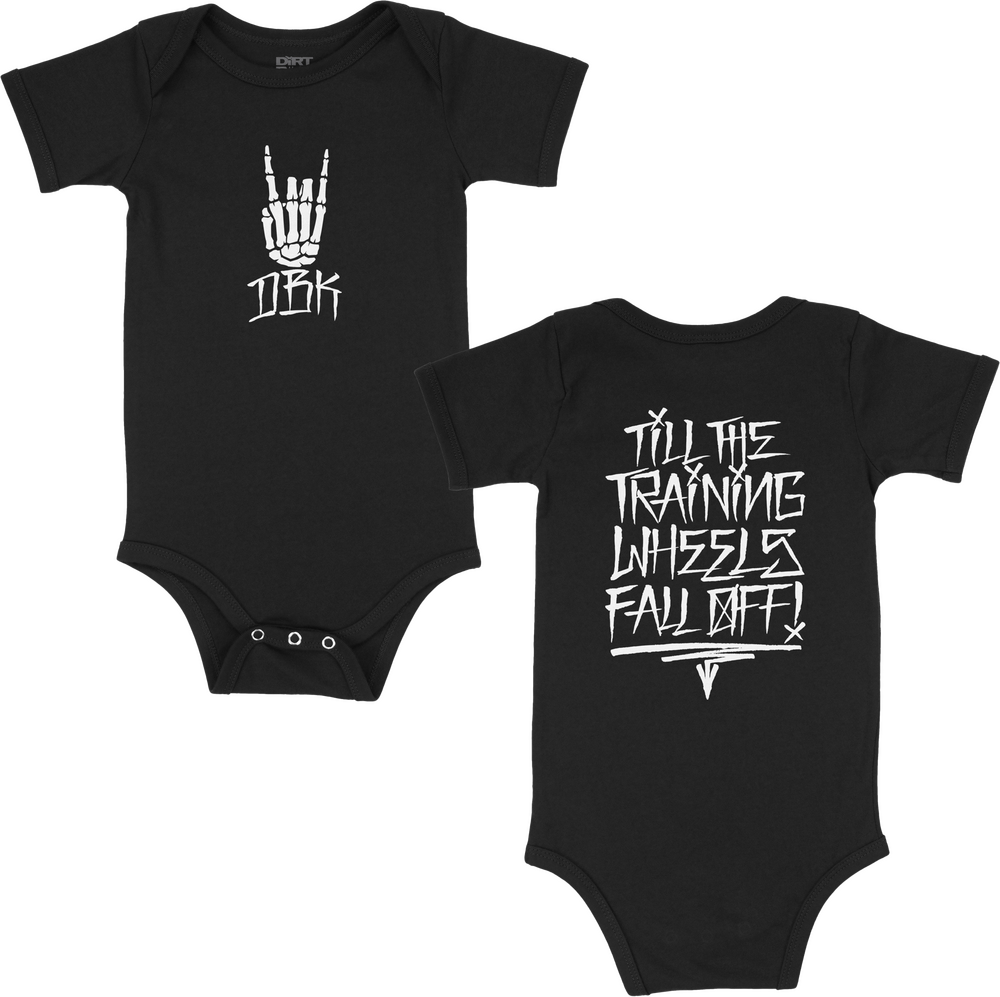 DBK TRAINING WHEELS ONESIE BLACK NEWBORN