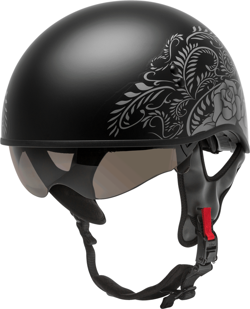 GMAX HH-65 Half Helmet Rose Naked Matte Black/Silver