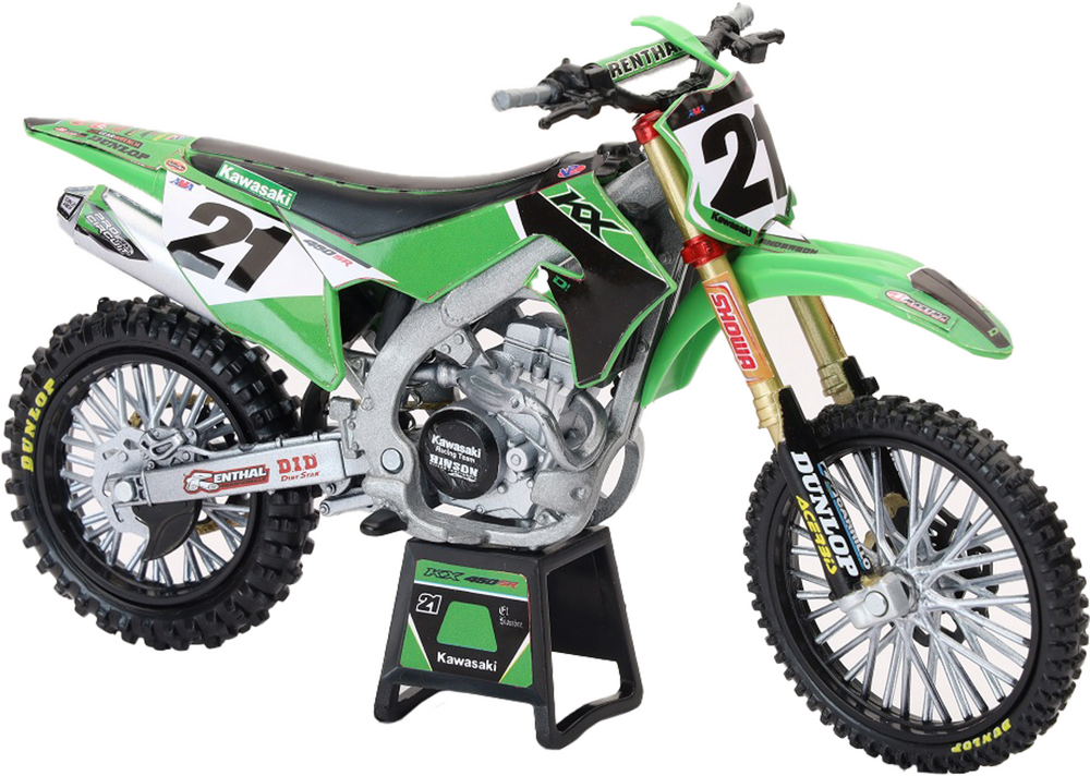 NEW-RAY 1:12 SCALE KAWASAKI FACTORY TEAM KX450F JASON ANDERSON #21