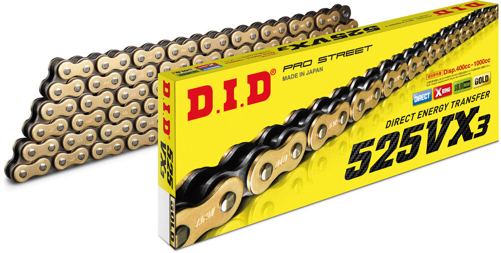 D.I.D CHAIN 525VX3 110L GOLD/BLACK
