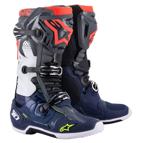 ALPINESTARS TECH 10 BOOTS DARK GREY/ DARK BLUE/RED FLUO