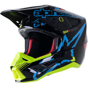 Alpinestars SM5 Action Helmet Gloss Black/Blue/Fluo Yellow